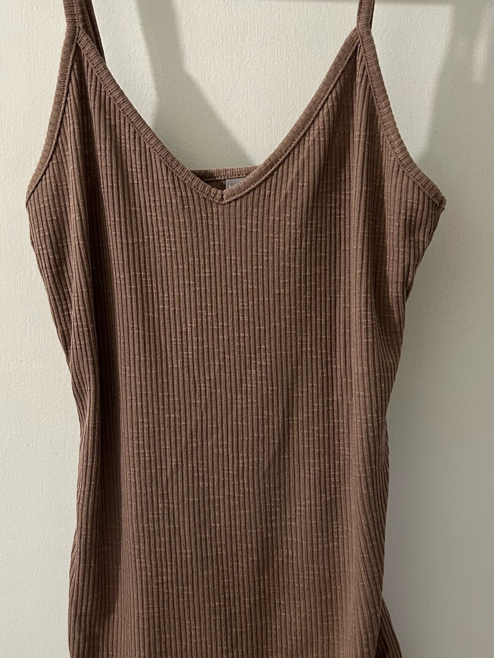 ASOS Ribbed V-Neck Spaghetti Strap Tank Top - Brown
